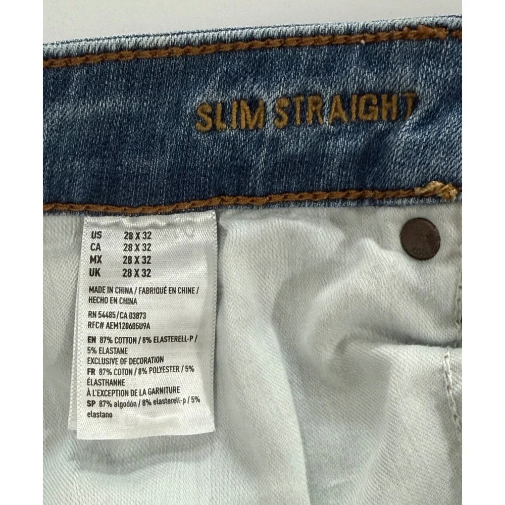 American Eagle Outfitters Mens Slim Straight Jeans Light Wash 28x32 M106
